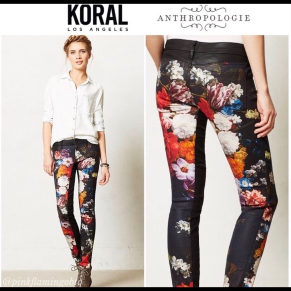 NWOT Anthro Koral Floral Skinny Jeans Vanities